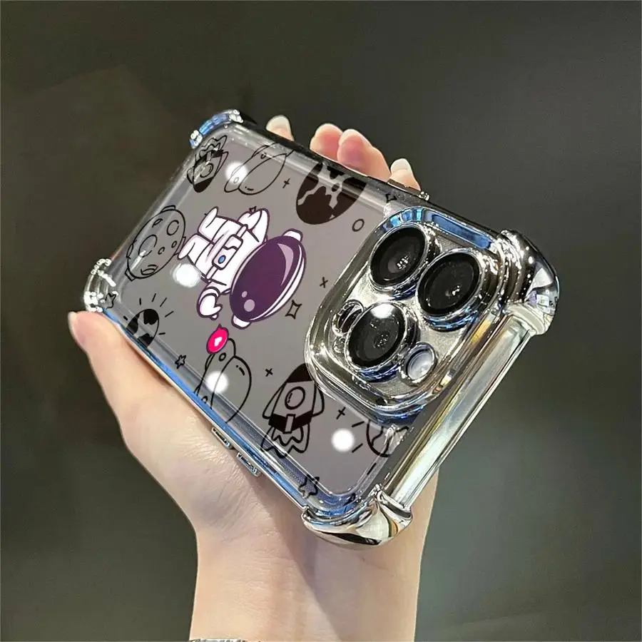 Funda para iPhone 16e 13 12 11 Pro Max 17 Air 16 15 14 Plus cubierta suave lindo astronauta espacial de dibujos animados - imagen 5