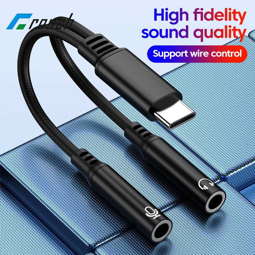 Cable de Audio tipo C macho a conector de 3,5 MM adaptador hembra Dual DAC 2 en 1 Cable divisor de micrófono de voz y música para iphone 15 16