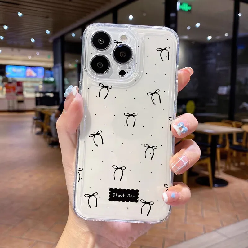 Funda para Samsung Galaxy S25 Ultra S24 S22 S23 Plus Note 20 Ultra 5G S23FE S21 S20 S24 FE S25Plus Fundas suaves a prueba de golpes con lazo negro - imagen 4