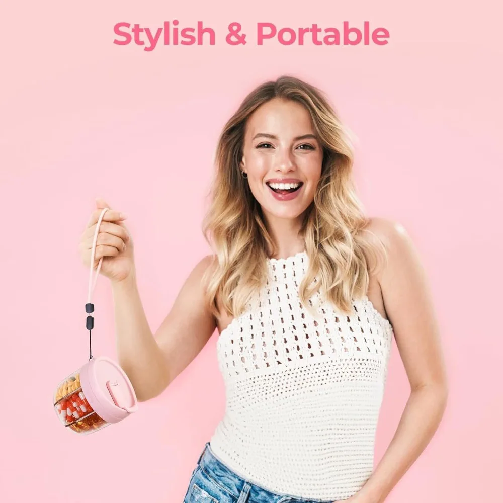 Caja de medicina de plástico de gran capacidad, caja de almacenamiento portátil para tabletas y cápsulas, organizador de pastillas de viaje impermeable de calidad alimentaria - imagen 5