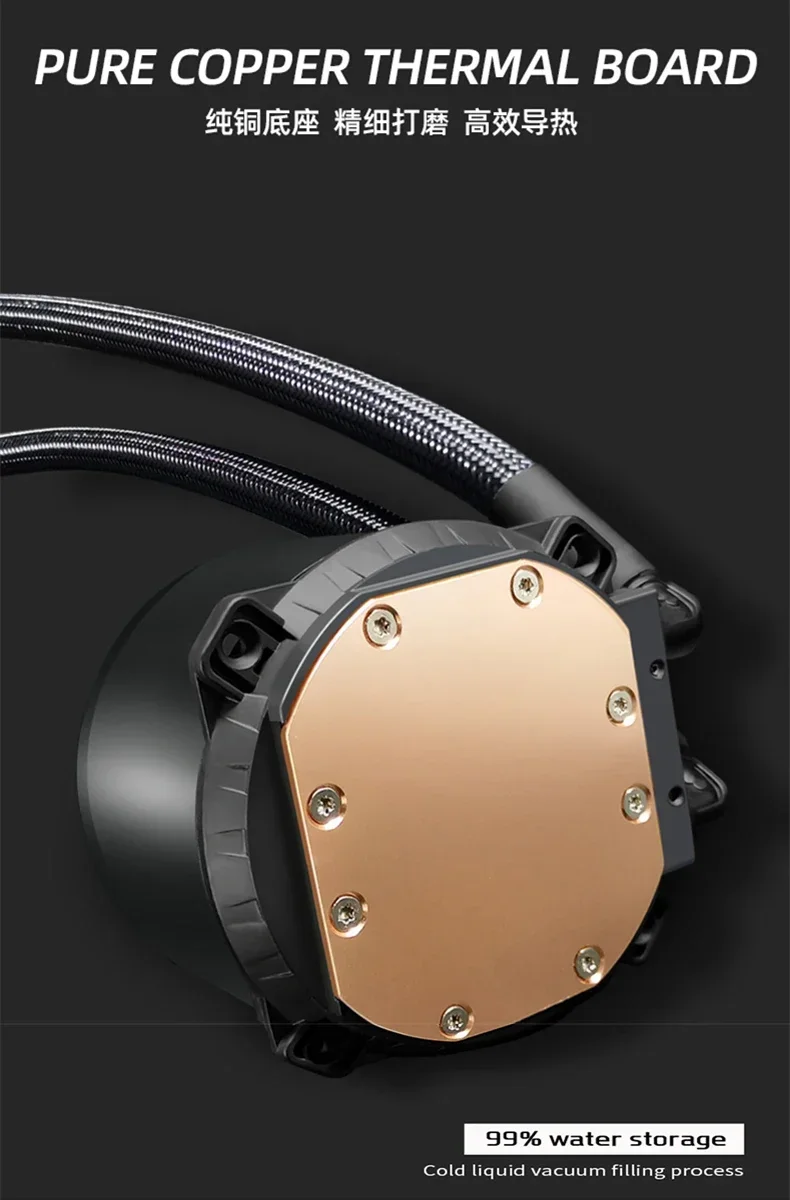 Wovibo-Ventilador de refrigeración por agua para CPU, enfriador líquido de 120mm, radiador PWM 4PIN RGB para Intel 115x1200 1700 2011 X79 X99 AM3 AM4 - imagen 3