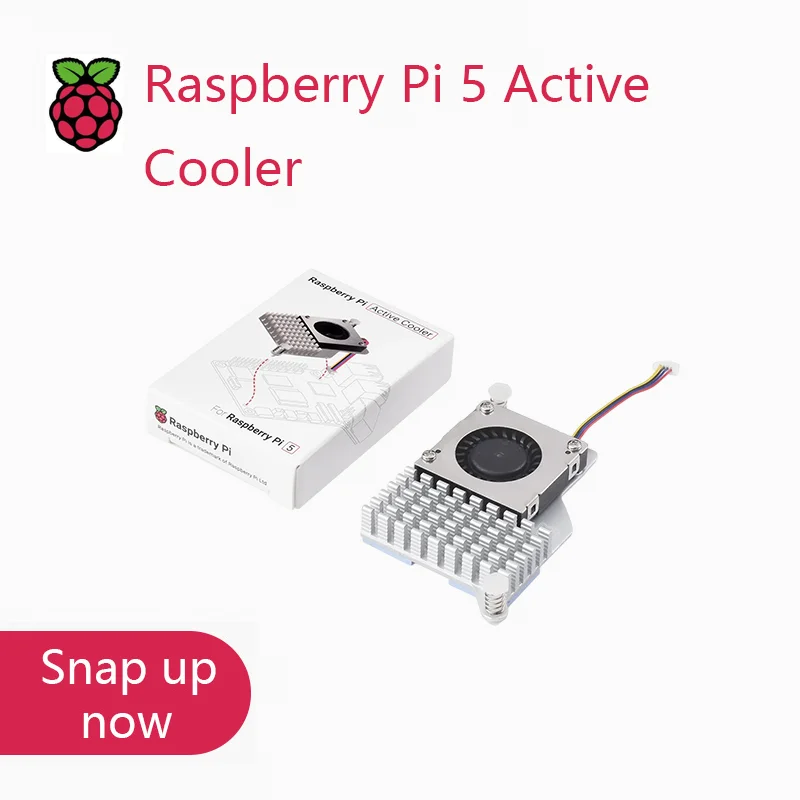 Enfriador activo oficial Raspberry Pi para Raspberry Pi 5, ventilador con control de temperatura, disipador térmico de aluminio, con cinta térmica