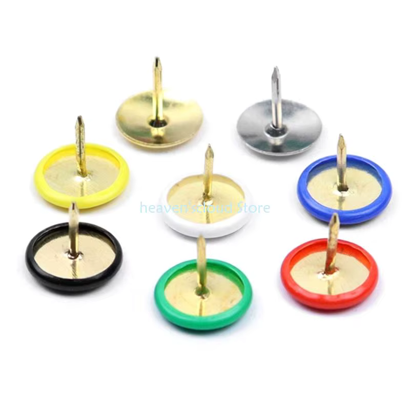 Y88B 200pcs metal redondeo metal mapa níquel plateado mapa alfiler alfiler redonde