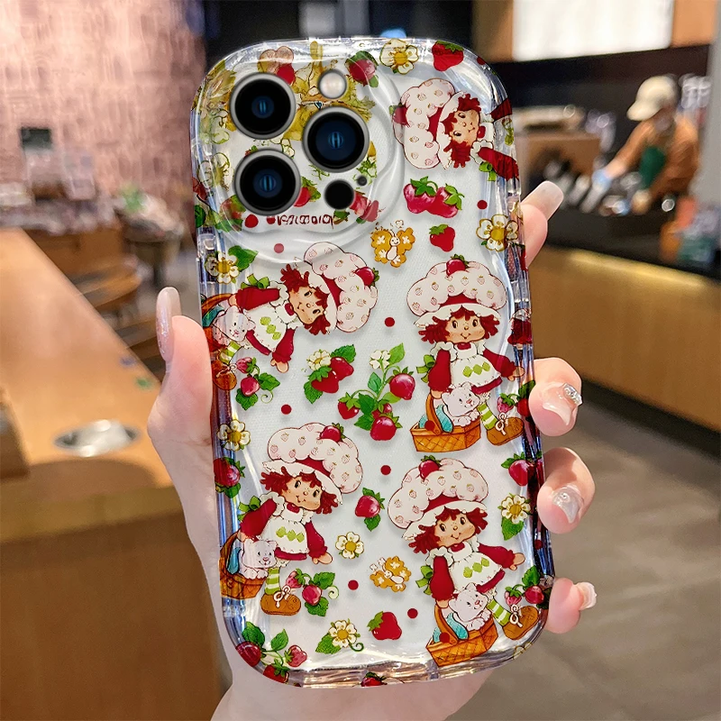 Funda con ondas de pastel de fresa para iPhone 16 E 15 Pro Max 14 13 12 Mini 11 Pro Max XS X 8 7 Plus, Fundas de silicona líquida - imagen 5