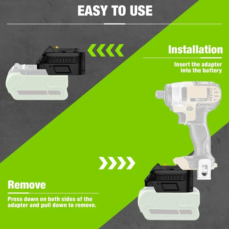 Para Greenworks 40V Li-ion batería convertir a para Dewalt 20V batería, para Dewalt 20V MAX XR herramientas eléctricas GRW40DW20 adaptador de batería - imagen 5