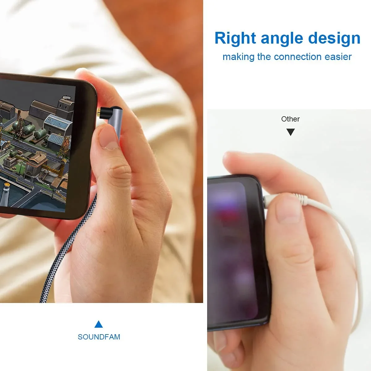 Cable de extensión estéreo de 4 polos macho a macho de 3,5mm 3 5 Jack línea de Audio HiFi chapada en oro Cable auxiliar de coche de 90 grados para iPhone Samsung - imagen 5