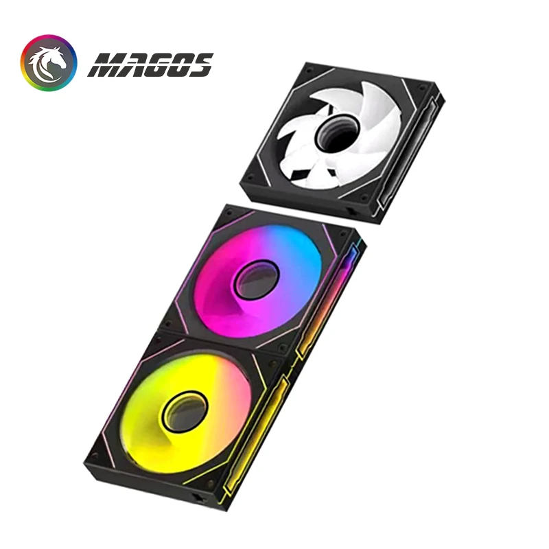 Infinite Mirror Uni Fan Cabless, paquete triple ARGB de 5 V para gabinete de caja de panel lateral transparente, aspas delanteras/traseras en negro/blanco - imagen 4