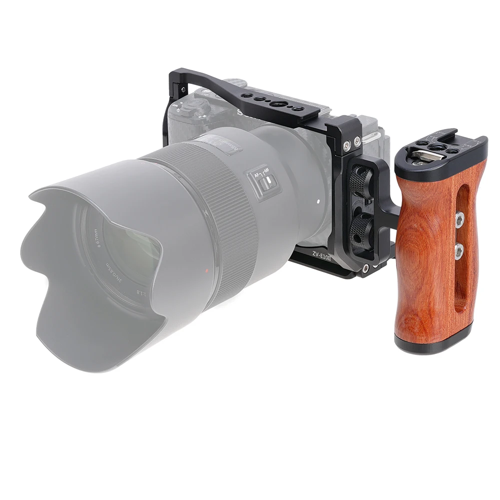Kit de jaula de cámara FOTGA ZV-E10 II para Sony ZV-E10 II, abrazadera de Cable Arca-Swiss, placa de liberación rápida para estabilizador, placa con mango de madera - imagen 4