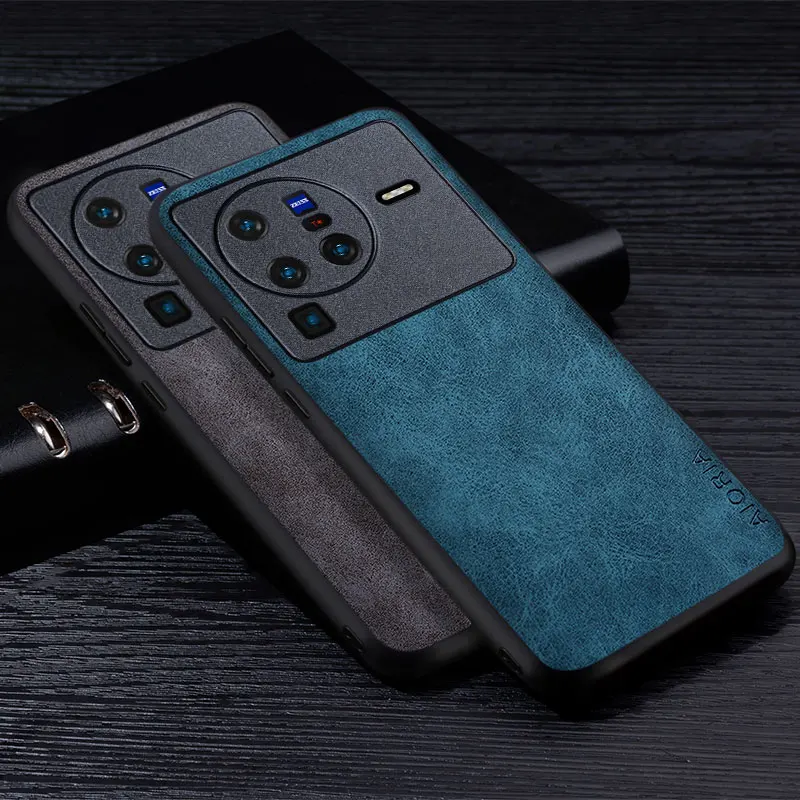 Funda de teléfono de cuero PU Premium para Vivo X80 X60 X50 Pro, cubierta protectora de Color sólido resistente a los arañazos
