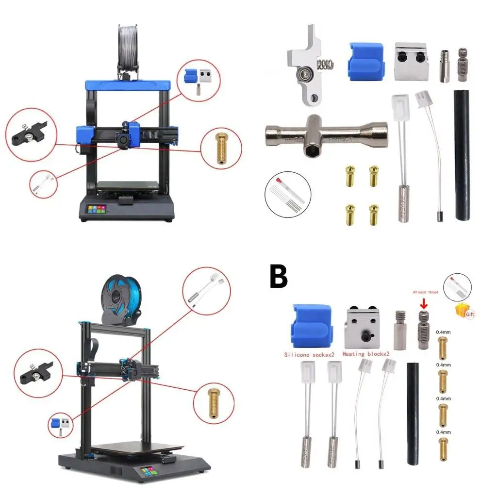 R53C Calidad Printer Extruser Conjunto bloques calentamiento Durable Termistor calentador manga silicona