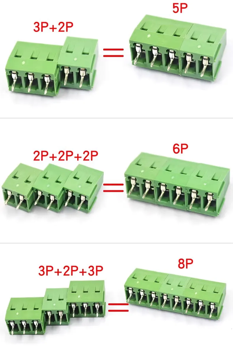 10 Uds PCB Mini bloques de terminales de tornillo KF128-2.54/3.5/3.81/5.0/5.08/7.5 Mm cobre para cables 2P3P-componente electrónico