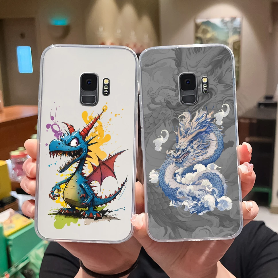 Funda de teléfono para Samsung Galaxy S9 Plus, Funda protectora anticaída de silicona TPU transparente suave con flores pintadas para Samsung S 9 + - imagen 3