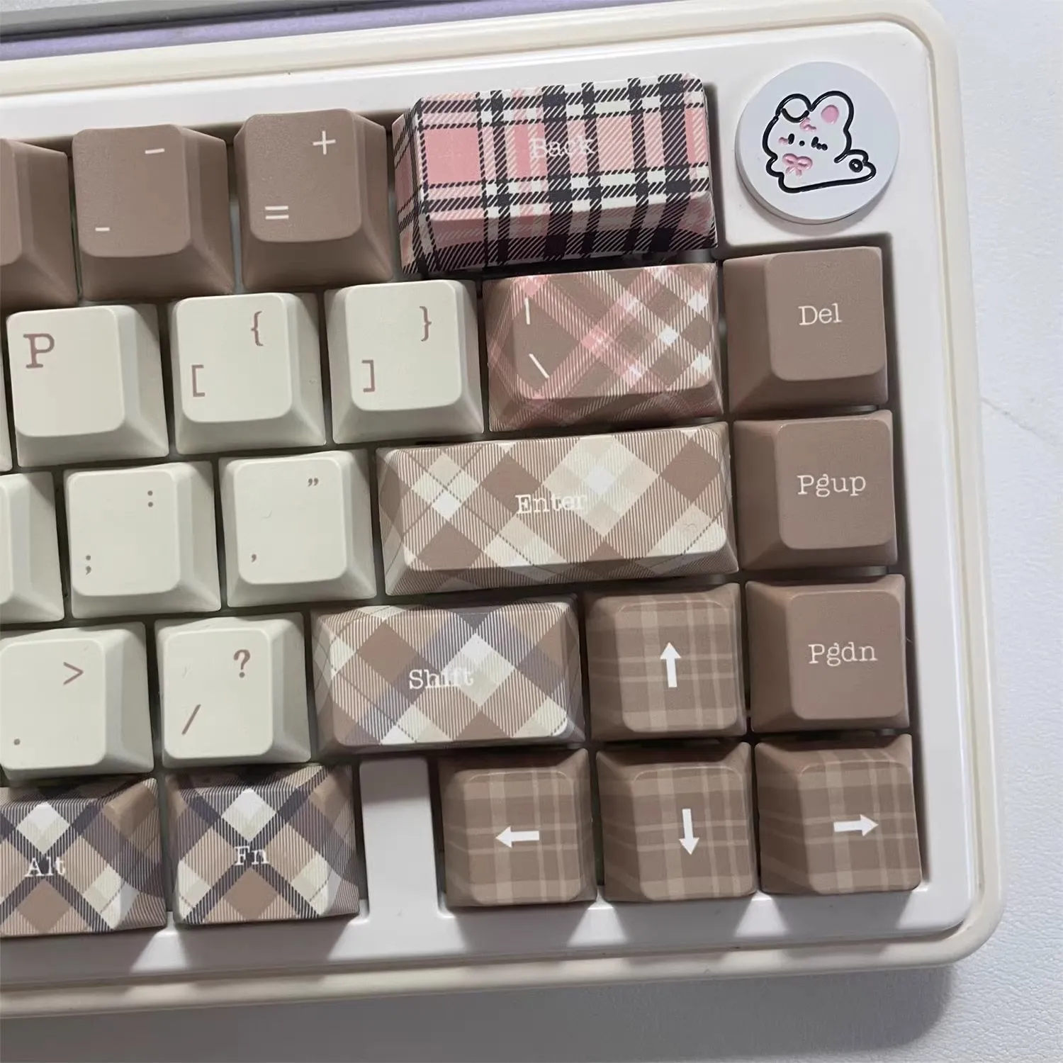Teclas con tema de oso a cuadros Retro, teclas con perfil de cereza, teclas PBT originales, 138 teclas, interruptor MX personalizado, tapas para teclado mecánico - imagen 5