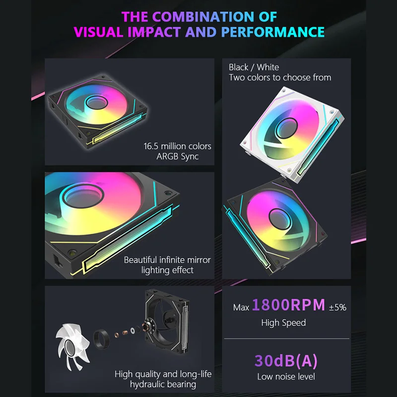 JUMPEAK MX120 240 mm Empalme Inalámbrico Modular PC Ventilador de Refrigeración de Caja de 120 mm ARGB Efecto Espejo Infinito Para Enfriador de Agua de Computadora - imagen 3
