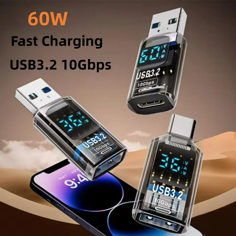 Adaptador de pantalla Digital USB 3,2, convertidor USB macho a USB hembra de 10Gbps, adaptador USB C de transferencia de datos de carga rápida para PC y portátil - imagen 3