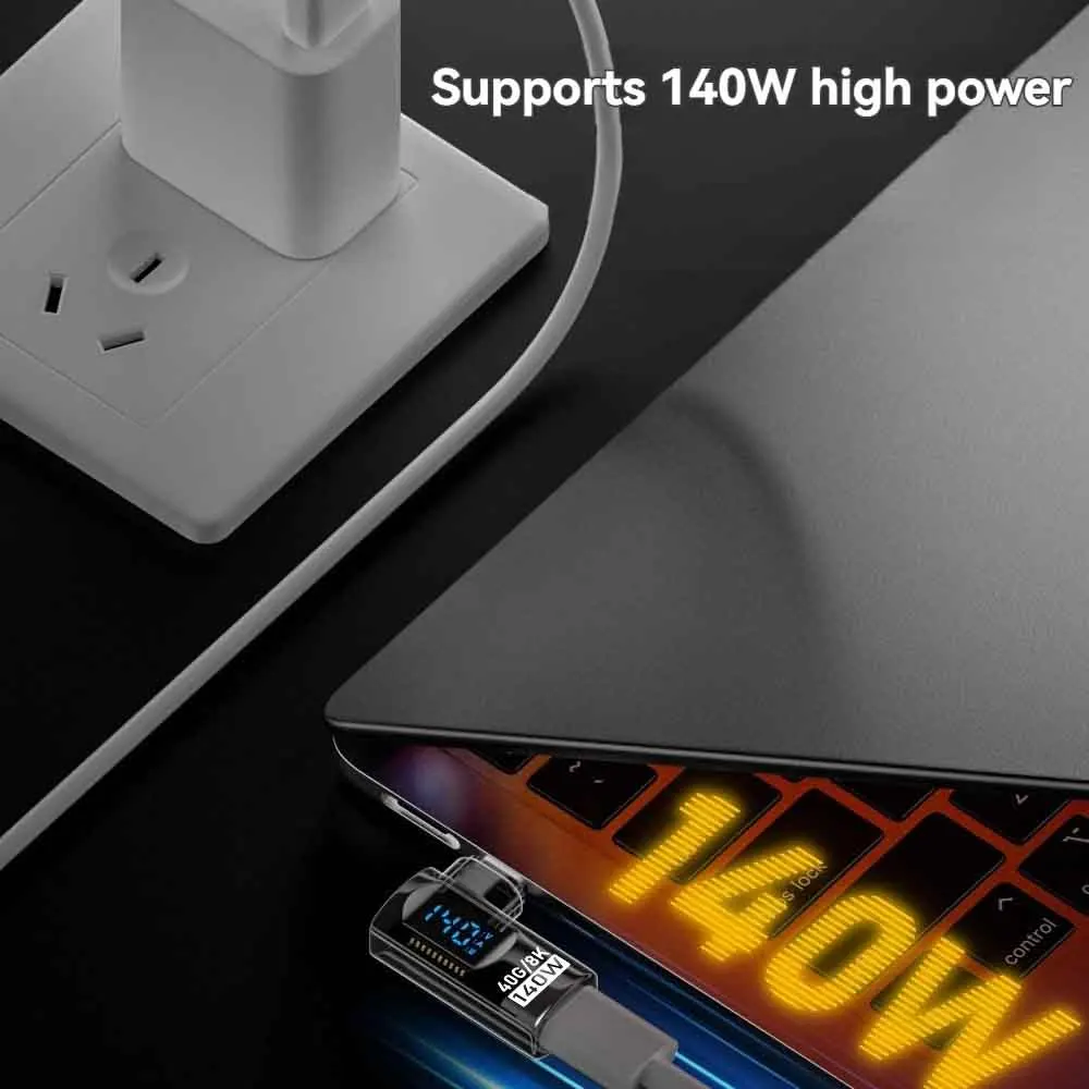 Adaptador USB C a C de 140W, 40Gbps, 8K @ 60Hz, convertidor de 90 grados, conector adaptador tipo C de pantalla Digital para MacBook Thunderbolt 4/3 - imagen 2