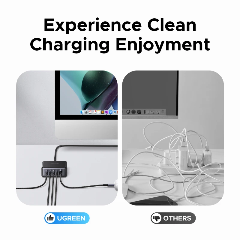 UGREEN 65W 100W GaN cargador PPS QC4.0 PD3.0 cargador de ordenador portátil de escritorio para iPhone17 16 15 Pro Xiaomi Samsung Tablet iPad Macbook Air - imagen 5