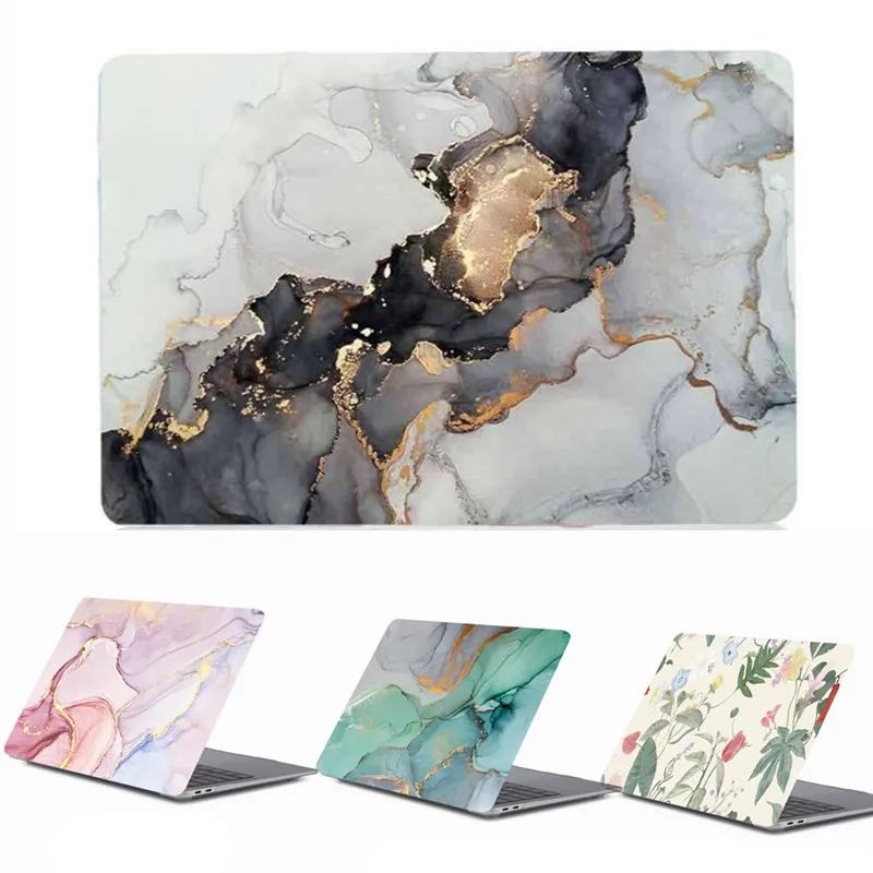 Funda de ordenador portátil con flores de mármol para Macbook Air 13,6 M4 15 M3, funda dura para Mac Book Pro 13 M1 M2 14 M4 16 2025, accesorios