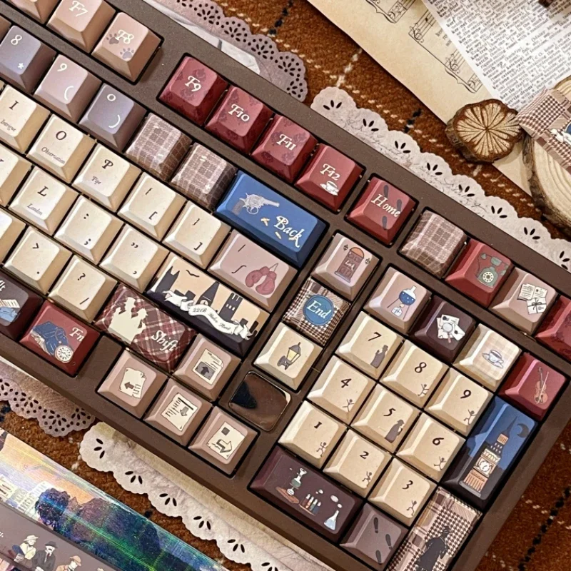 Sleepy Sheep Holmes' Dinner Party Keycaps personalizado PBT cereza/SO perfil Keycap lindo 5 lados tinte-sub dibujos animados Anime punto Key Cap - imagen 2