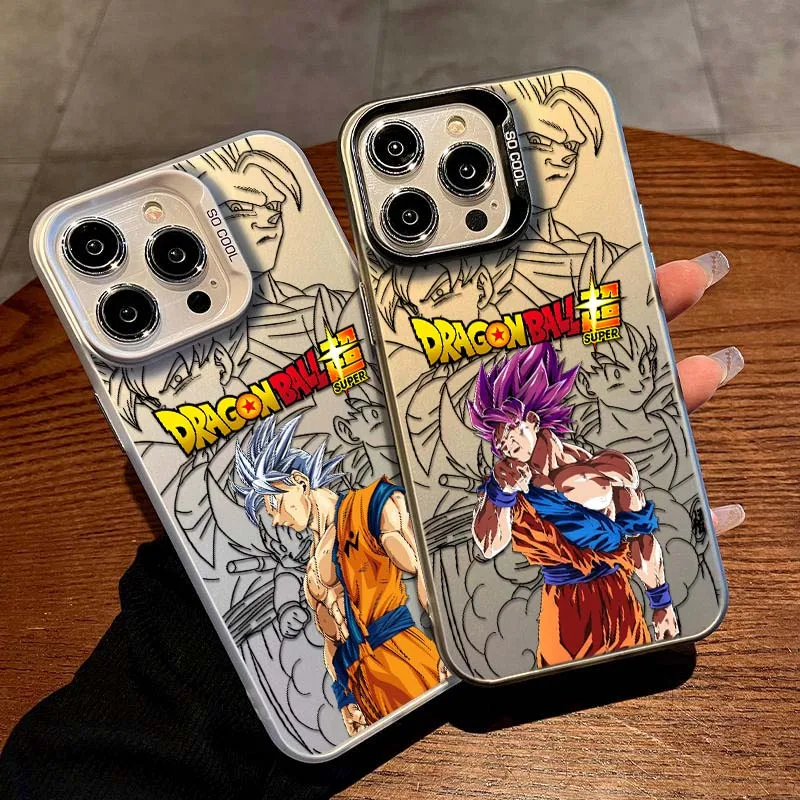 D-Dragon Ball Cool Son Goku para iPhone 17 16 15 14 13 12 11 Air Pro Max Plus Mini funda plateada colorida para teléfono