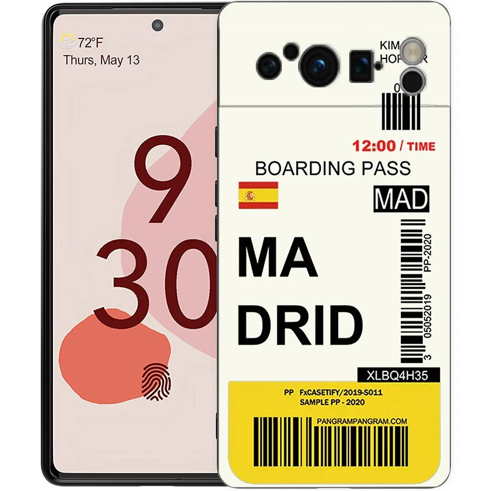 Funda de teléfono con etiqueta de Londres de Nueva York, billete de viaje de ciudad mundial para Google Pixel 9 8 7 6 Pro XL 8A 7A 6A, carcasa de TPU a prueba de golpes - imagen 3