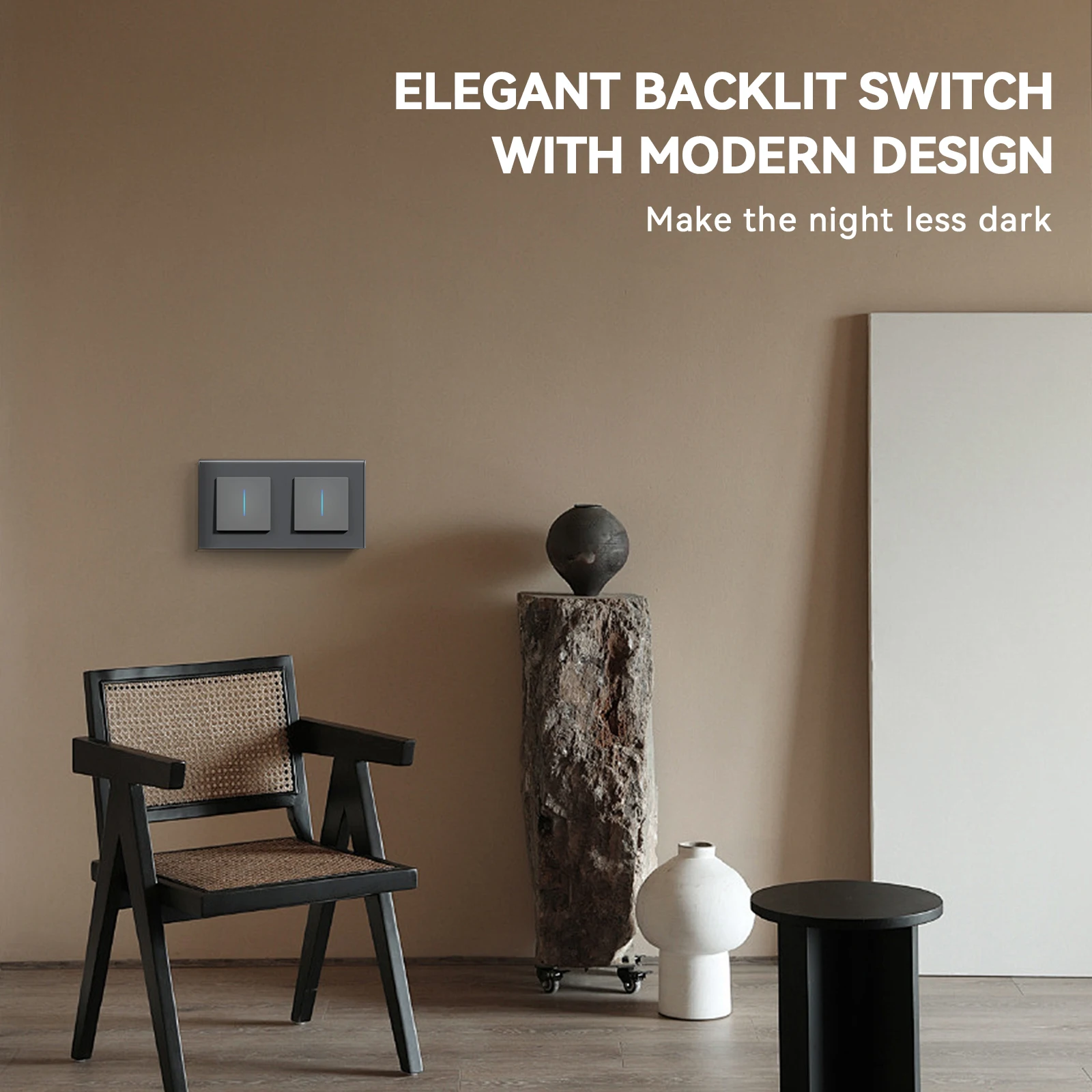 BSEED 1/2 interruptor de luz de pared interruptor de botón mecánico LED de 1 vía con enchufes de la UE potencia USB tipo c tomas de carga marco de vidrio - imagen 3