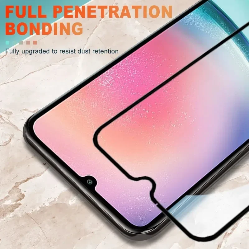 3 uds vidrio templado para Samsung A56 A55 A54 A53 A35 A34 A25 A24 A15 A14 A05 A04 A22 A71 A51 Protector de pantalla de cubierta completa curvada - imagen 3