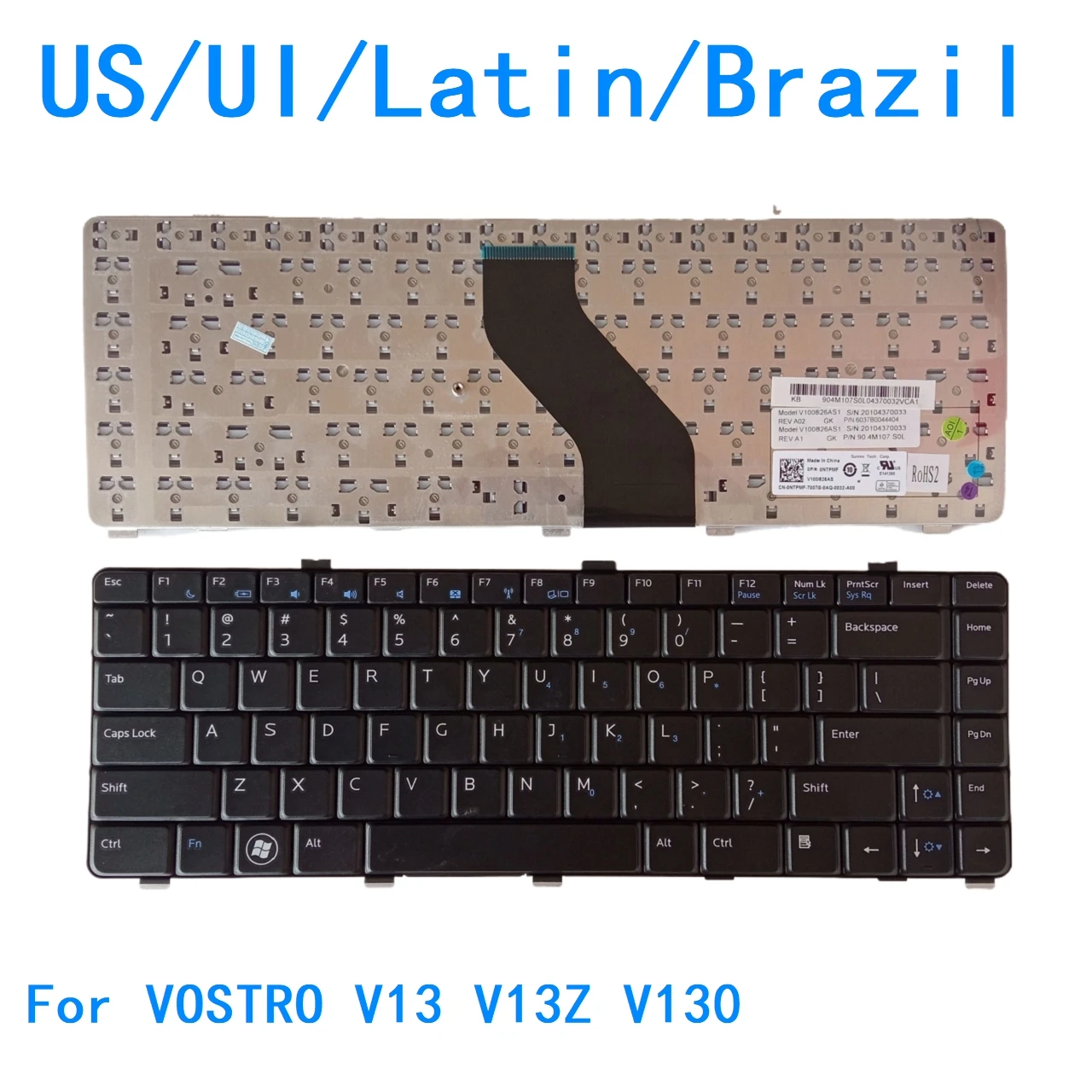 Nuevo teclado de idioma US UI Latin Brasil para Dell VOSTRO V13 V13Z V130 Notebook teclado de repuesto para PC
