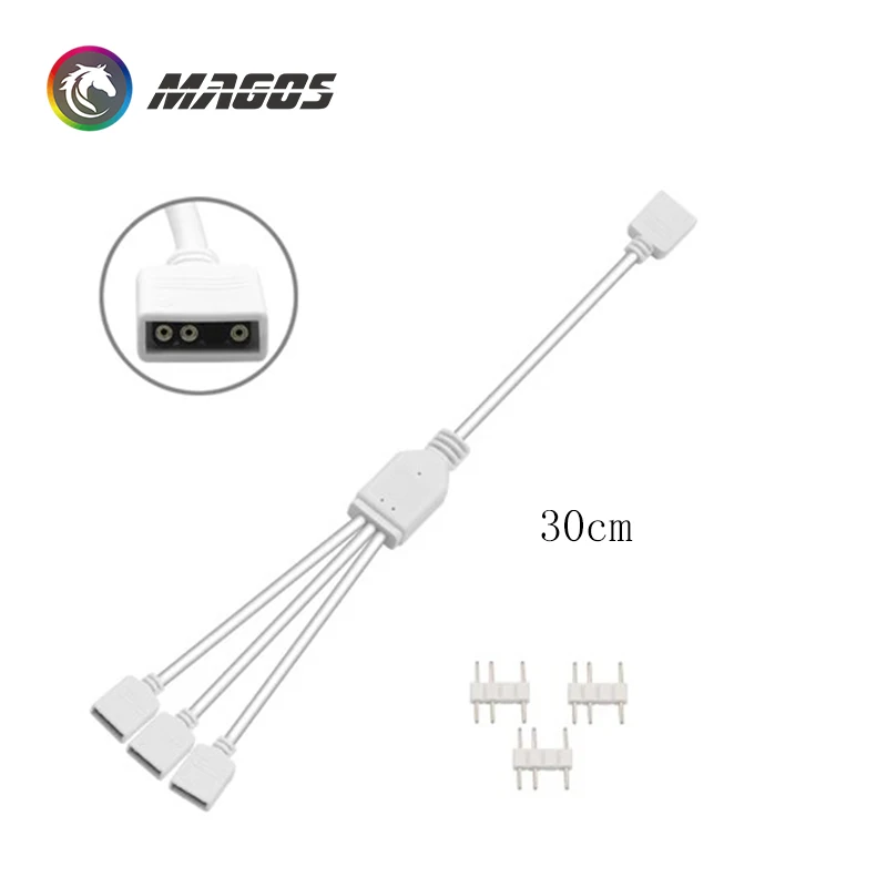 Cable divisor RGB de placa base blanca DIY, Cable de extensión de transferencia de concentrador de sincronización ARGB de 5V y 3 pines de 1-4 vías para M/B ASUS MSI GIGABYTE - imagen 5