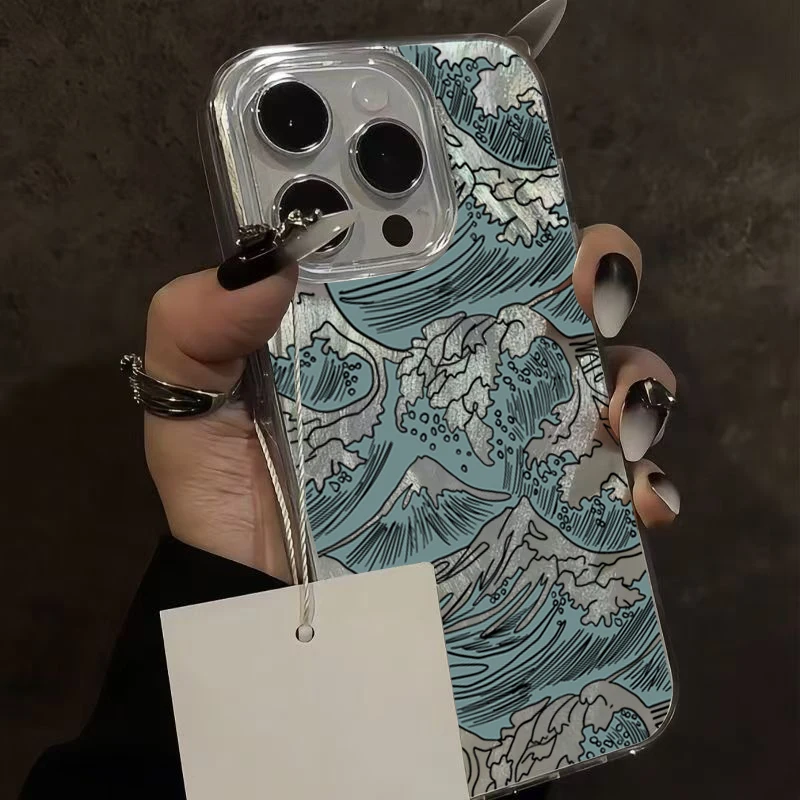 Funda de teléfono de hilo de plumas de estilo literario japonés para iPhone 17 Pro Max fundas iPhone 16 15 14 13 12 11 7 8 Plus 16E XR X XS - imagen 2