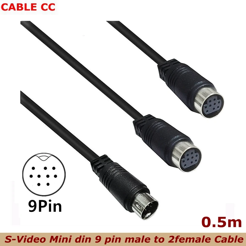 50 cm S-video Mini DIN 9pin Splitter macho a 2 hembraY Cable adaptador, para DVR/PVR, DVD Audio/Video Cable decodificador