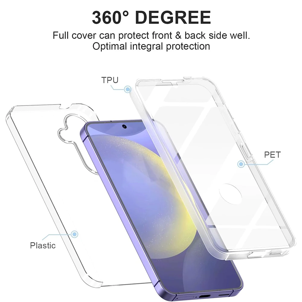 Funda de cuerpo completo 360 para Samsung Galaxy A16 A06 A15 A55 A35 A25 A14 A54 A34 A24 A53 A73 A33 carcasa dura de silicona transparente para teléfono - imagen 4