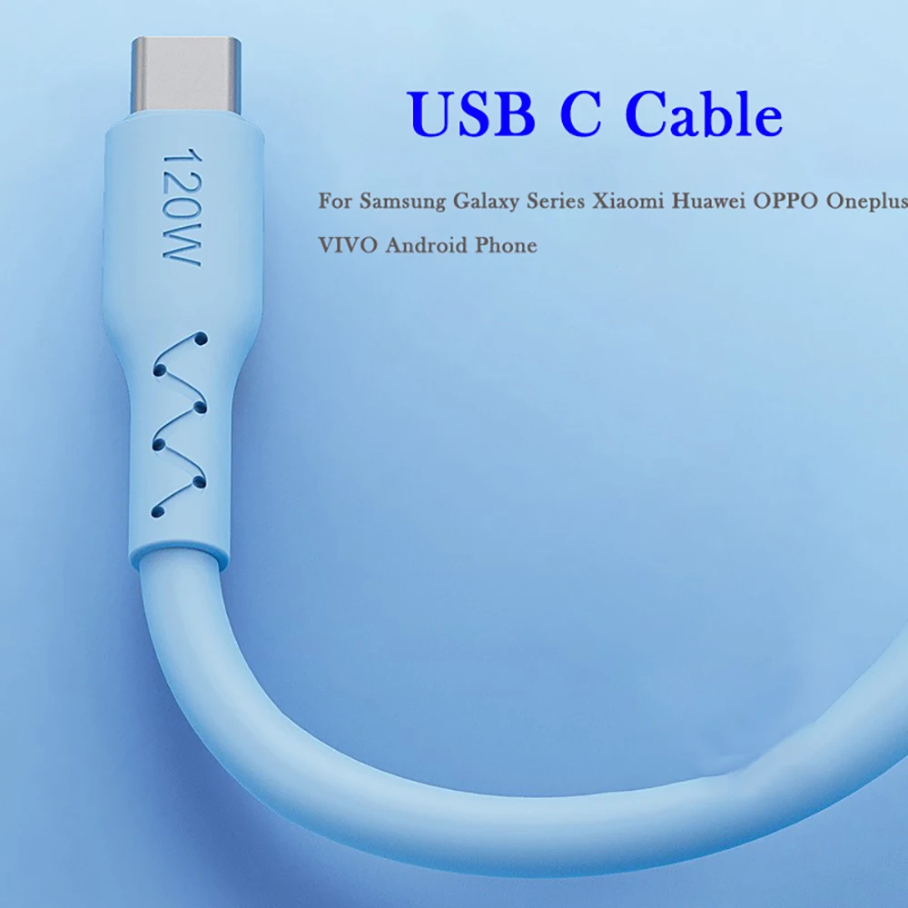 Cable de carga súper rápido USB tipo C de 120W 6A, silicona suave para Samsung, Xiaomi, Redmi, Huawei, cargador de teléfono Android, Cable de datos Usb C - imagen 4
