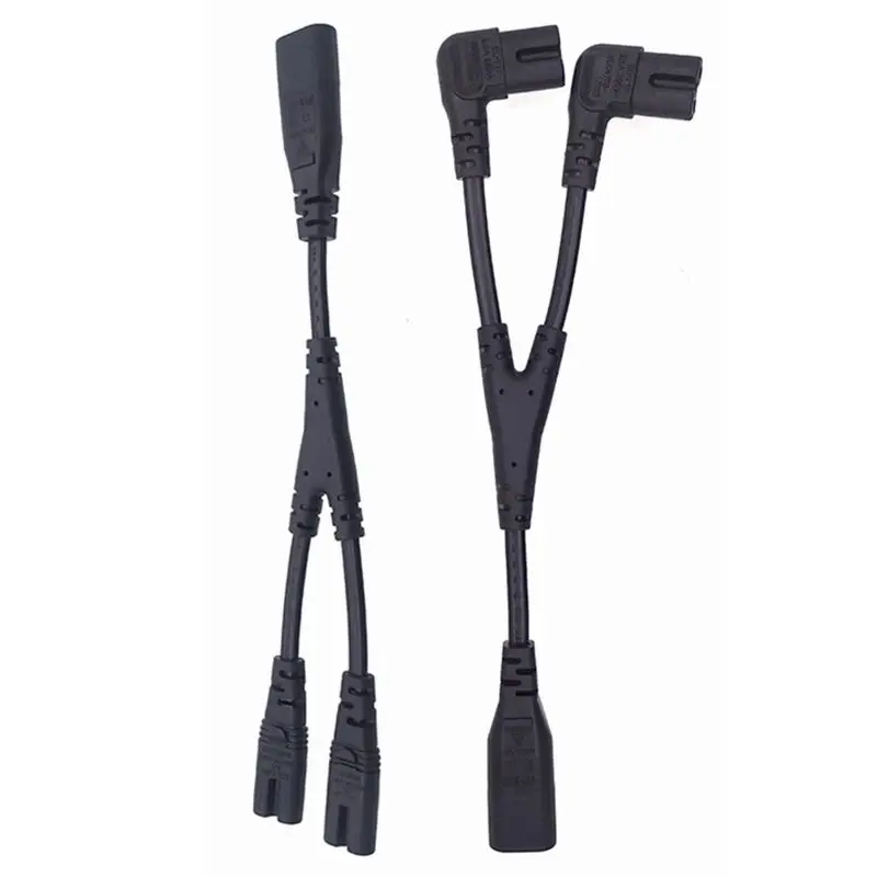 Cable de alimentación IEC 320 C14 C8 a 2X C7 C5 C13 Y Cable de alimentación de CA dividido C8 macho a 2 hembra 1 en 2 salidas Cable de alimentación de CA 30 cm negro
