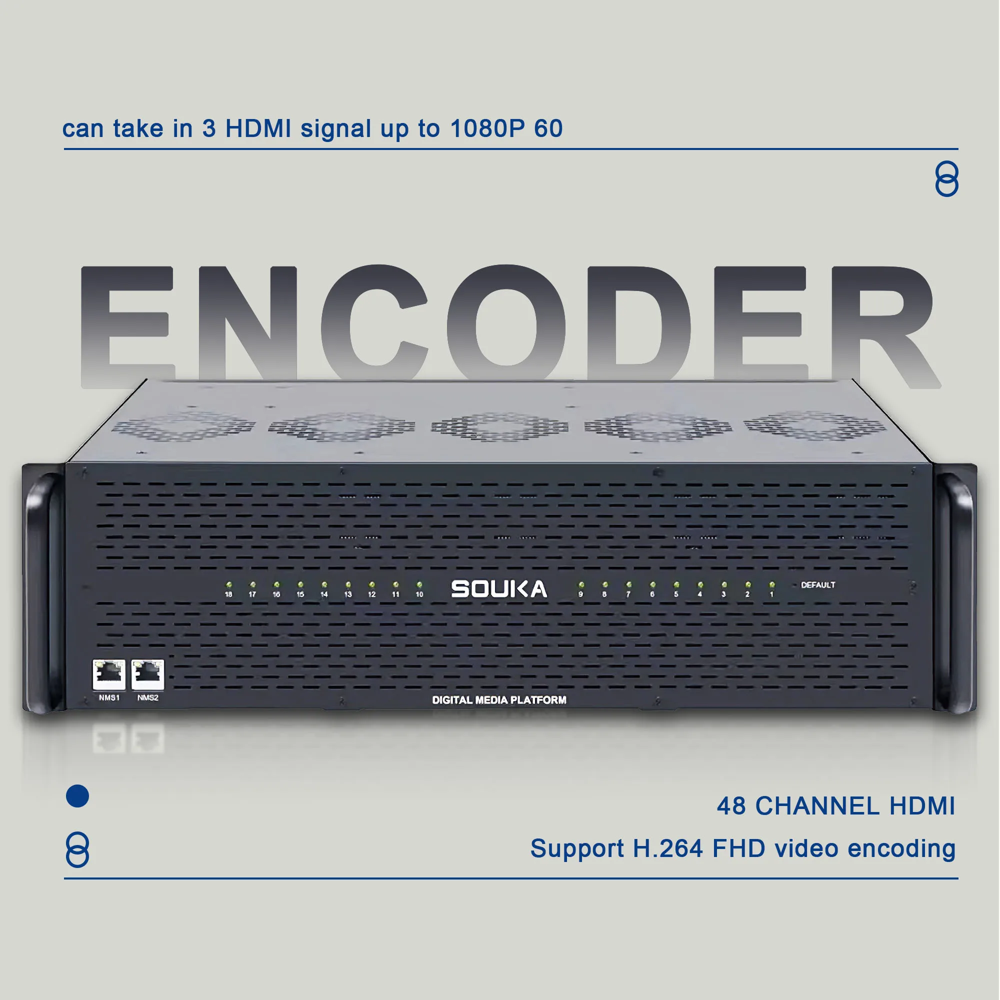 Codificador HD de 48 canales HD a Ip H.264 Iptv Catv Tv Video Codificador 1920x1080p Hotel Tv Equipo frontal