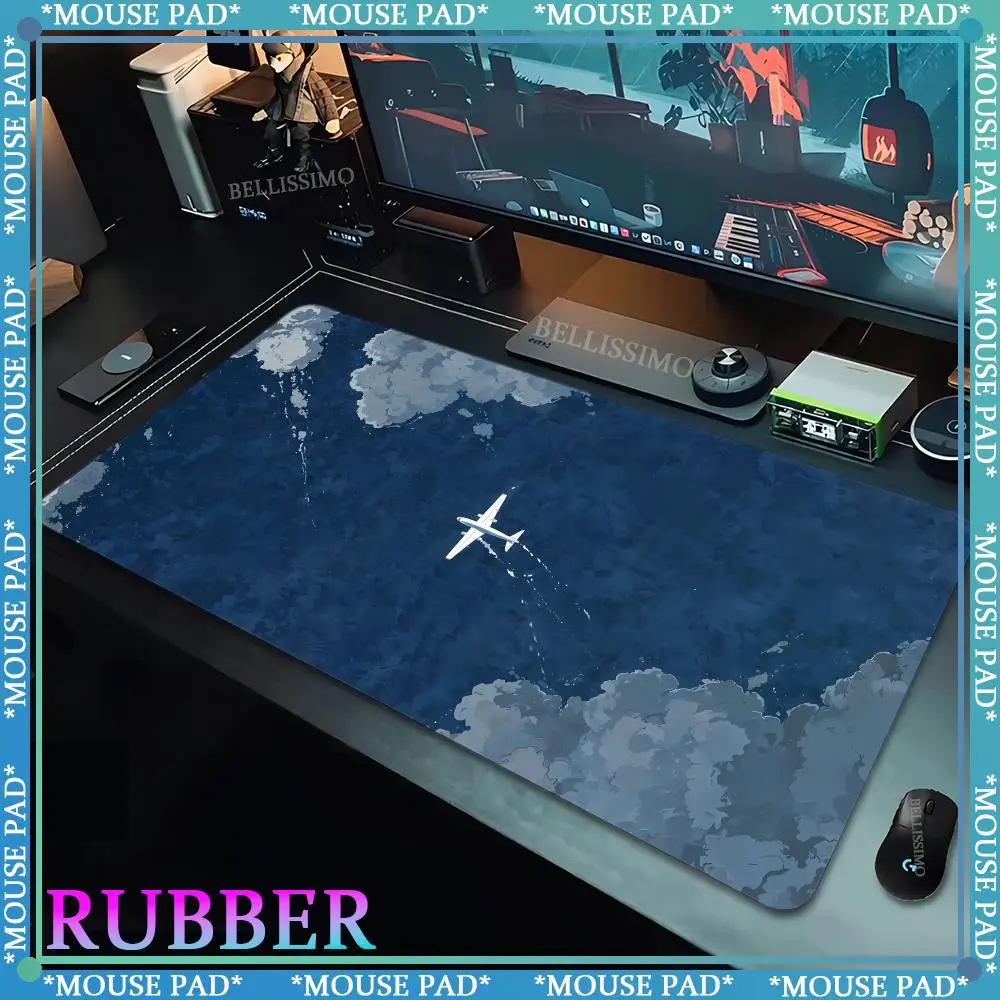 Alfombrilla de ratón con diseño de avión de combate grande, alfombrilla de goma antideslizante para mesa de juegos de oficina y ordenador, alfombrilla de ratón para teclado, alfombrillas de escritorio, 900x400 - imagen 3