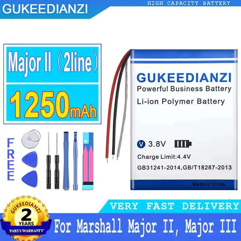 Para Marshall Major II 2 Iii 3 Bluetooth medio VDL603040 SR603040 603040 batería de altavoz de 2 líneas 1250Mah ligero