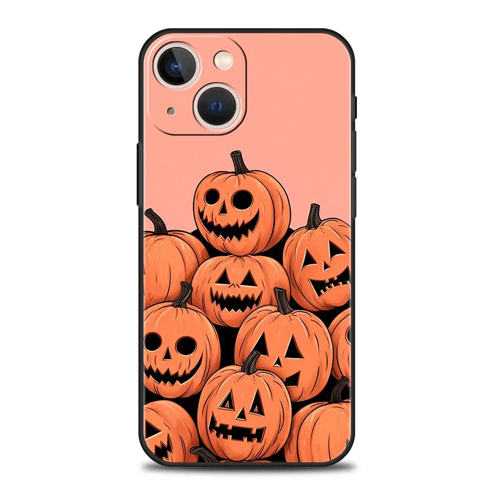 Funda de teléfono de lujo para iPhone, carcasa negra con hojas de otoño, zorro, calabaza, Halloween, 15, 13, 14, 12, 11 Pro MAX, XR, X, SE, XS, 7, 8 Plus - imagen 3