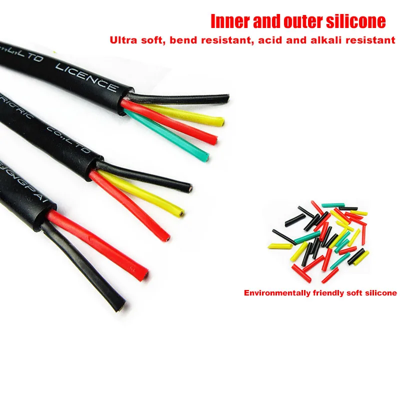 Cable de alimentación de alta temperatura de silicona supersuave, cable revestido de 2/0,5 núcleos, aislamiento de cobre estañado suave, 5/10/20m, 3/4, 0,75 mm2 - imagen 5