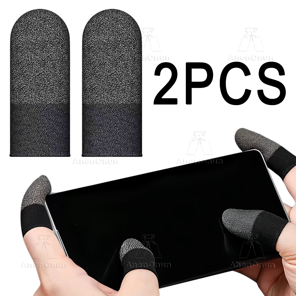 2 uds funda para el dedo para juegos cómodo transpirable puntos táctiles precisos alta calidad juego móvil pantalla táctil guante para la yema del dedo