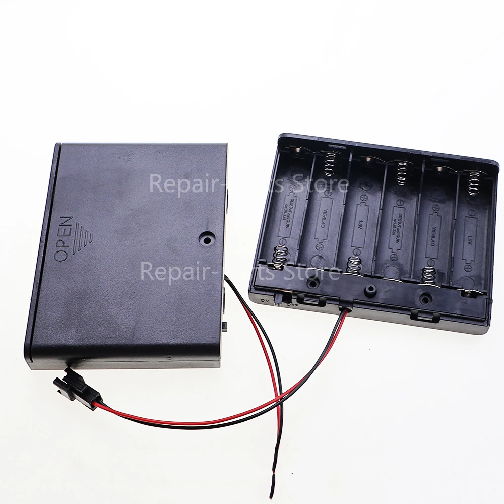 Caja porta baterías AA, caja de almacenamiento de batería con 6 ranuras, con interruptor y cubierta y cable Terminal DuPont PH2.0 XH2.54 DC5.5X2.1 USB2.0 - imagen 5