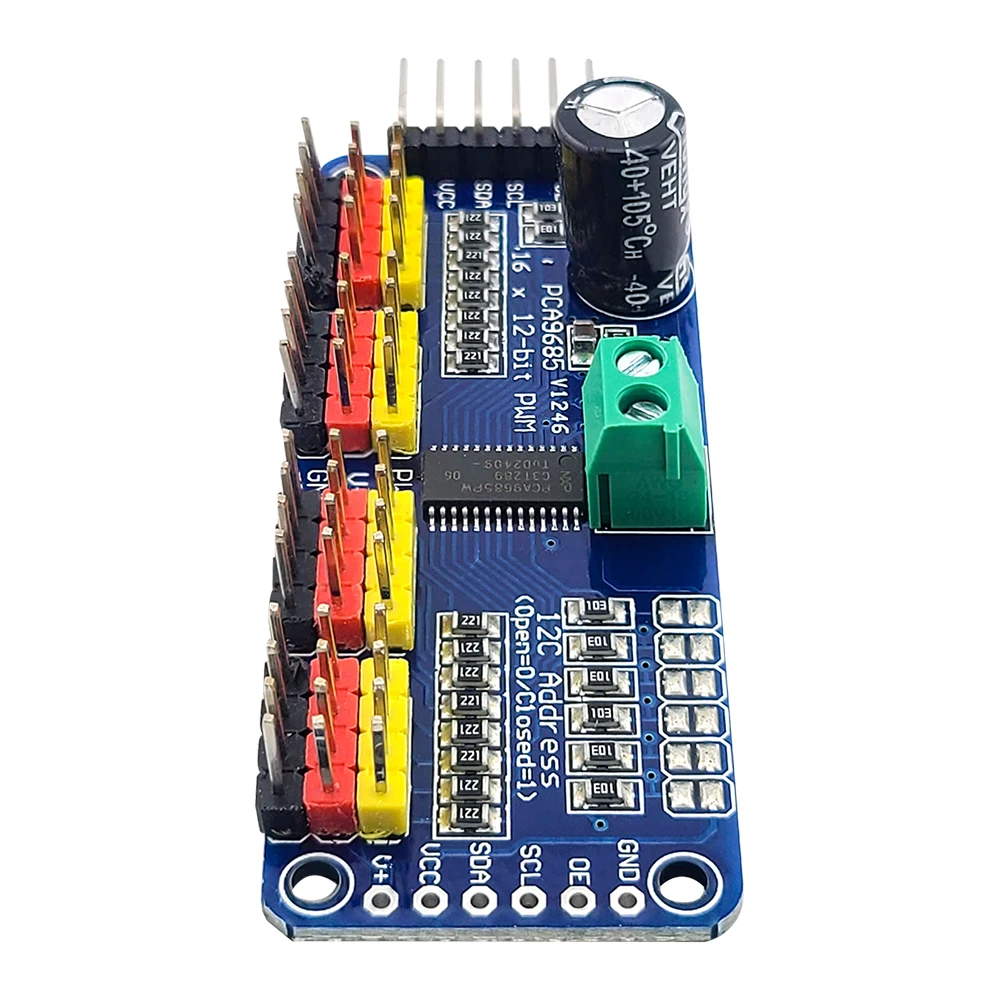 Módulos servo de interfaz I2C IIC de 16 canales PCA9685PW para controlador de servo escudo PWM de 12 bits Raspberry Pi