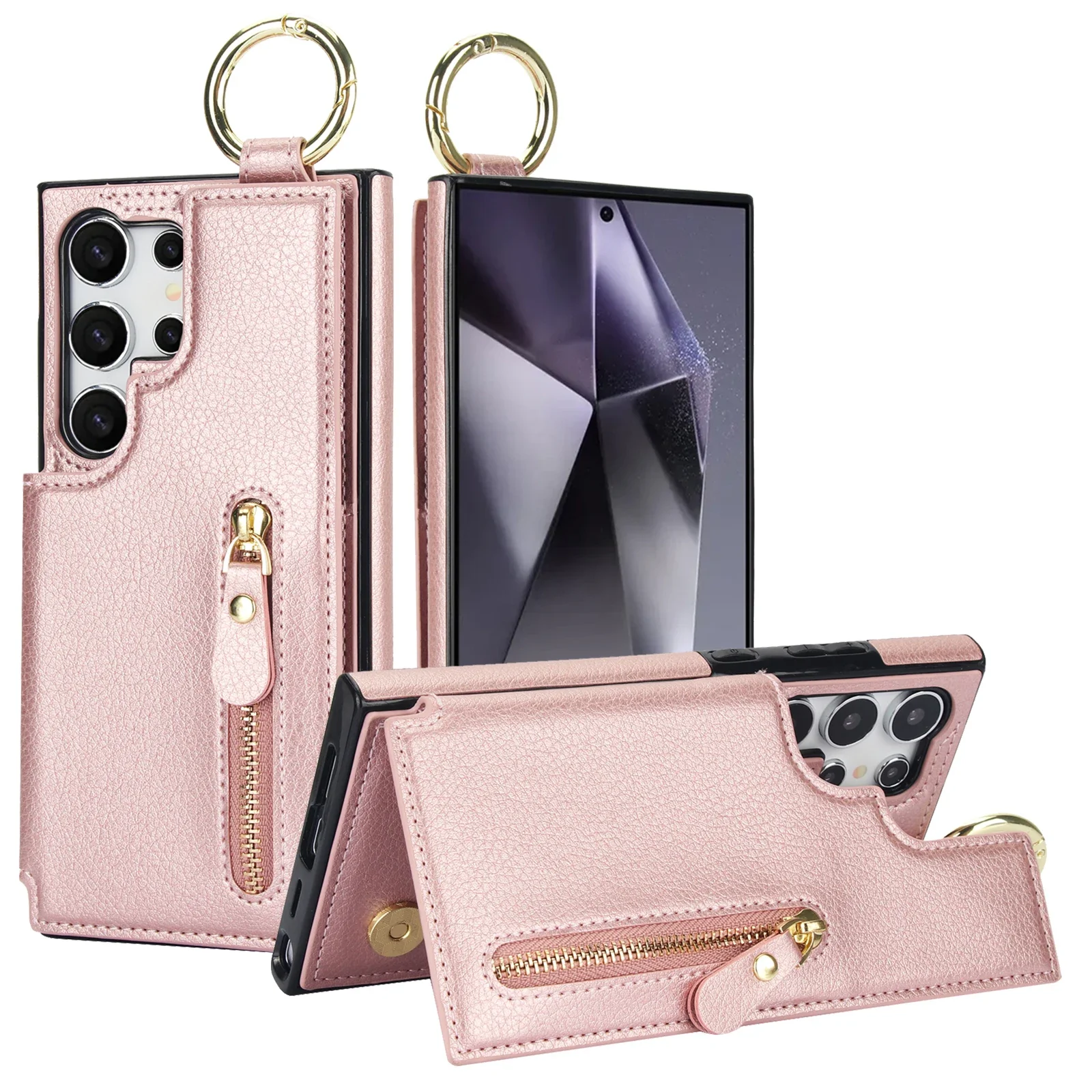 Funda de cuero con cremallera para Samsung Galaxy S24 Ultra, S23 FE, S22 Plus, S21, A55, A15, A35, A25, A54, A14 - imagen 3