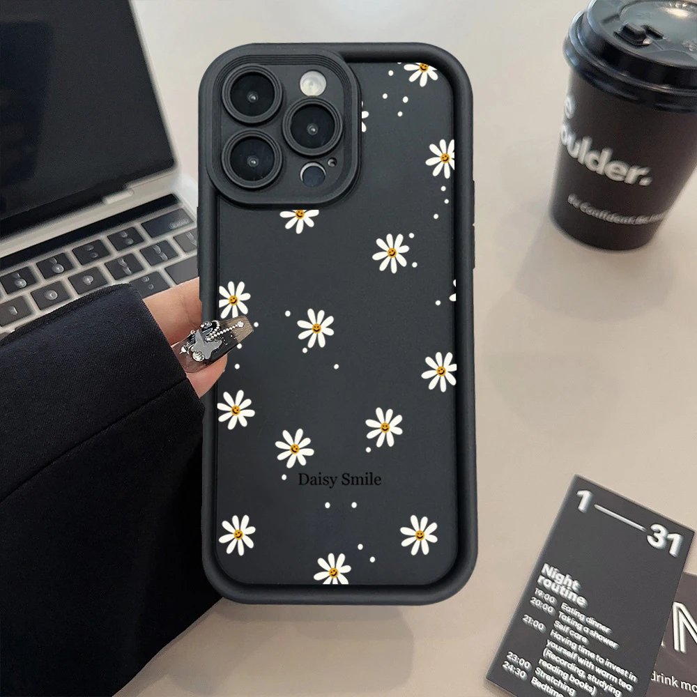 Funda de teléfono de silicona Daisy Smile para Samsung Galaxy A56 A55 A54 A53 A36 A35 A34 A33 A52S S25 S24 Ultra S23 S21 FE S22 Plus