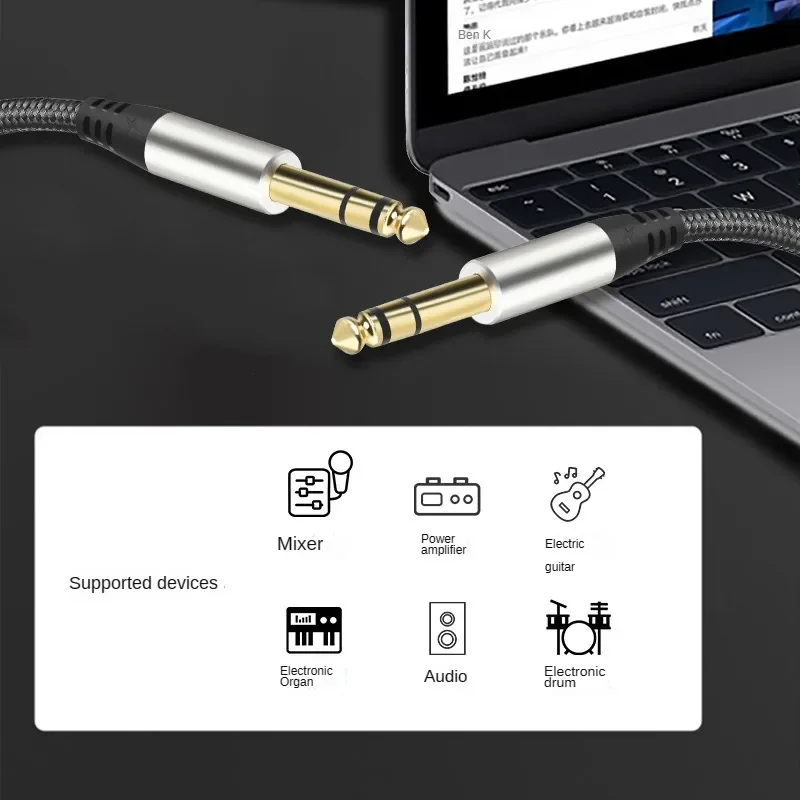 Cable de instrumento chapado en oro de 6,35 mm a 6,35 mm 6,35 mm 1/4" macho TRS a 6,35 mm 1/4" macho TRS Cable de audio estéreo balanceado - imagen 5