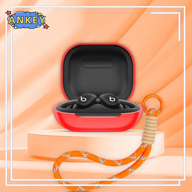 Coque en Silicone pour Beats Powerbeats, étui en Silicone avec crochet, protection antichoc pour écouteurs sans fil avec corde tissée - imagen 5