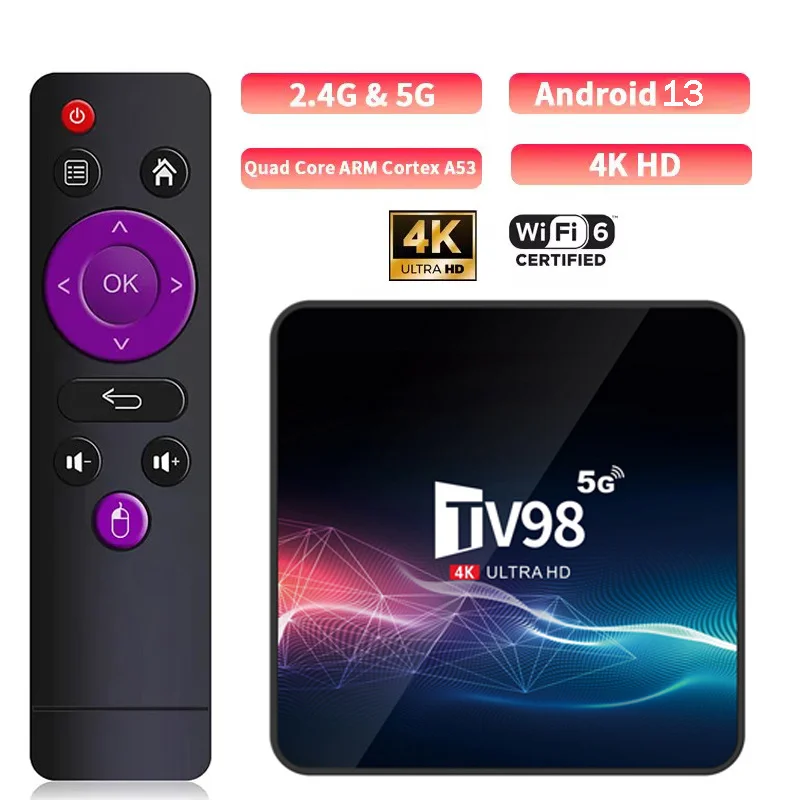TV Box TV98 H313 reproductor multimedia inteligente Allwinner H313 Quad Core 2GB 16GB 4G 5G Dual WiFi HD 4K TV Box iptv Android 13 - imagen 2