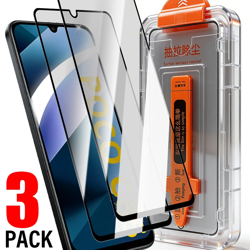 1-3 uds vidrio templado para Xiaomi POCO C85 privacidad/HD antiarañazos Protector de pantalla de cubierta completa sin polvo Kit de fácil instalación