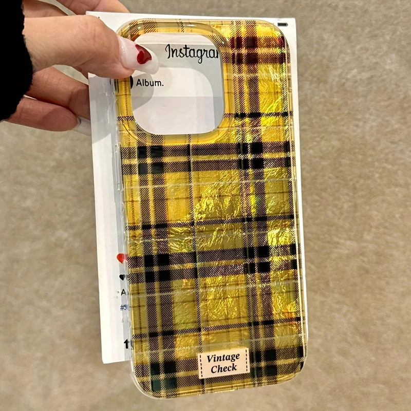 Funda de teléfono con diseño de glaciar y rejilla con purpurina dorada Vintage para iPhone 16 15 Pro Max 14 13 12 11 XS XR X 7 8 Plus, funda suave de silicona - imagen 4