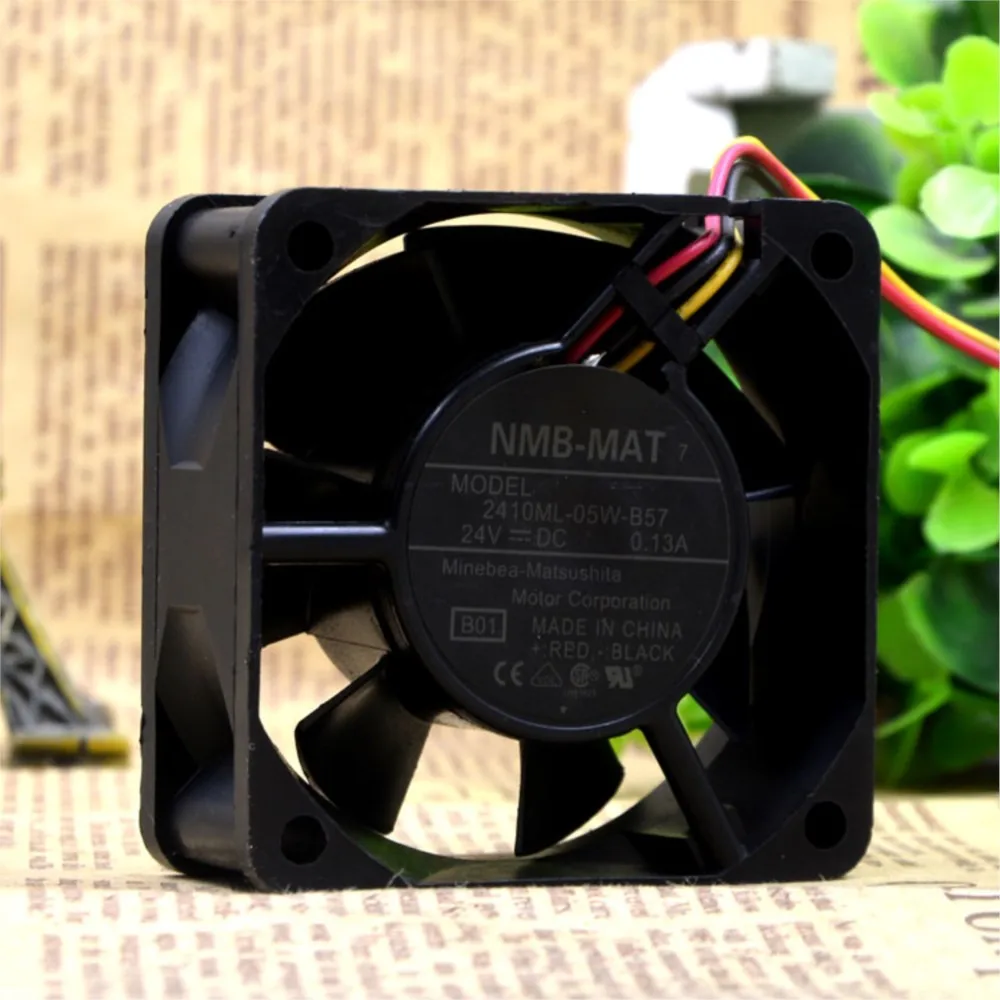 Para NMB 2410ML-05W-B57 24V 0.13A 6025 ventilador de refrigeración inversor, 4900RPM, 23,3CFM, bajo ruido, vida útil de 60.000 horas, doble rodamiento de bolas - imagen 3